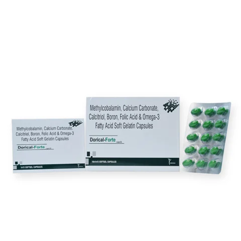 Dorical-Forte, Omega- 3 Fatty Acid (EPA+DHA) + Methylcobalamin +Calcitriol +Calcium Carbonate + Folic Acid +Boron Softgel Capsule