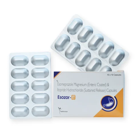 ESOZOR-IT, Esomeprazolr Magnesium 40mg (Enteric Coated) + Itropide Hydrochloride 150mg (Sustained Release) Capsules
