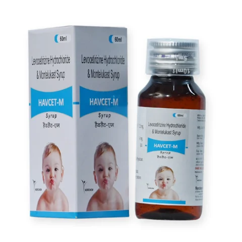 Havcet-M SUS, Levocetirizine Dihydrochloride 2.5mg + Montelukast 4mg SYRUP (with Monocartoon)