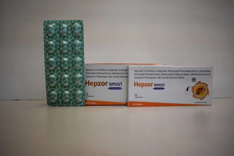 Hepzor-Smart, Silymarin 140mg+ L-Ornithine L-Aspartate 150mg+ Andrographis Paniculata Extract 65mg +L-Glutathione 5mg +Terminalia Chebula Extract 50mg +Sphaeranthus indicus Extract 50mg +L-Methionine 50mg+Vitamin-E-5mg+Pyridoxal-5 Phosphate-).95mg+ Folic Acid-110mg +Selenium-20mcg Tablet