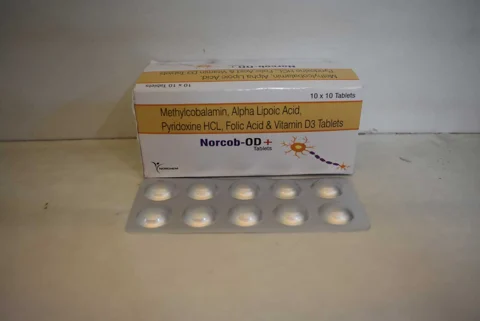 Norcob-OD Plus, Methylcobalamin 1500mcg + Alpha Lipoic Acid 100MG + Pyridoxine HCL 3mg + Folic Acid 1.5mg + Vitamin 1000 IU TAB