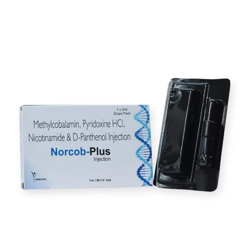 Norcob-Plus, Methylcobalamin 1000mcg+ VitaminB6 Nicotinamide100mg+Pyridoxine100mg+D-Panthenol 50mg Injection (Blister Packing)