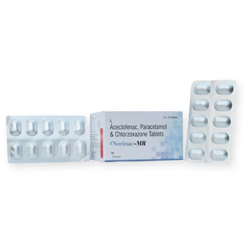 Norinac-MR, Aceclofenac 100mg + Paracetamol 325mg +Chlorzoxazone 250mg Tablet