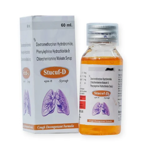 STUCUF D, Dextromethorphen HBr. 10mg + Phenylepherine 5mg + Chlorpheniramine 2mg Syrup With Monocarton