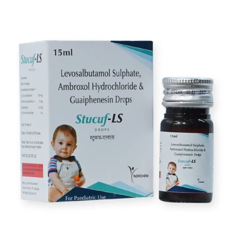 Stucuf-LS DROPS, Levosalbutamol Sulphate 0.25 mg+ Ambroxol Hydrochloride I.P 7.5 mg + Guaifenesin 12.5mg Drop With Monocarton