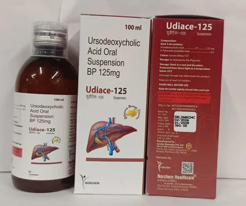 Udiace-125, Ursodeoxycholic Acid oral suspension 125mg/5ml Monocarton (Mango Flavour)