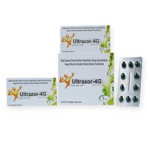 Ultrazor-4G (DRUG), Omega-3 Fatty Acids(EPA+DHA) + Green Tea Extract + Grape Seed Extract +Ginkgo Biloba + Ginseng + Vitamins + Minerals + Antioxidant + Trace Elements Softgel Capsule (In Drug Formulation)