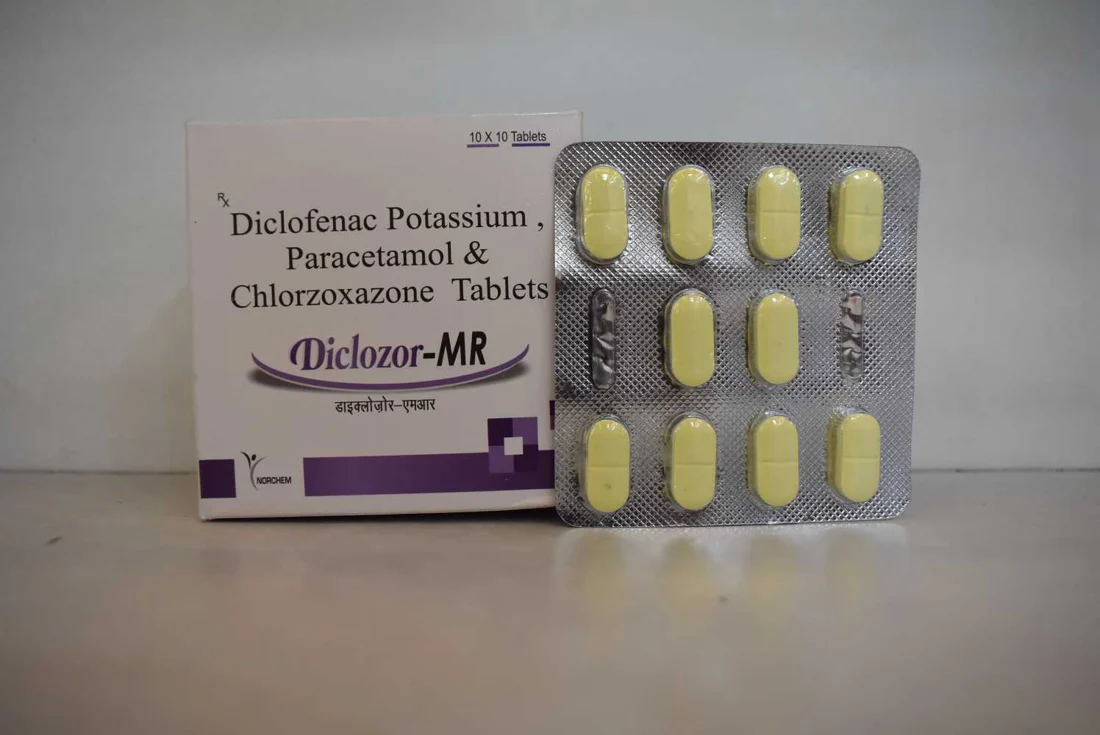 Diclozor-MR, Diclofenac Potassium 50mg + Paracetamol 325mg + Chlorzoxazone 250mg Tablet