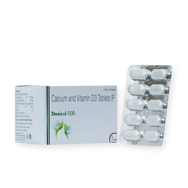 Dorical-500, Calcium Carbonate 500mg + Vitamin D3 250 i.u.Tablet
