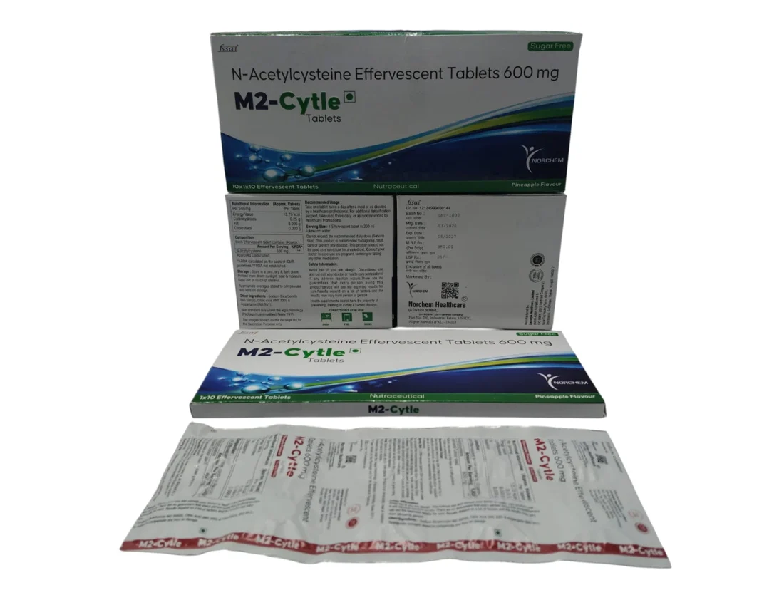 M2-Cytle Tab, N-Acetylcysteine 600MG TAB (EFFERVESCENT & SUGAR FREE) (PINEAPPLE FLAVOUR)