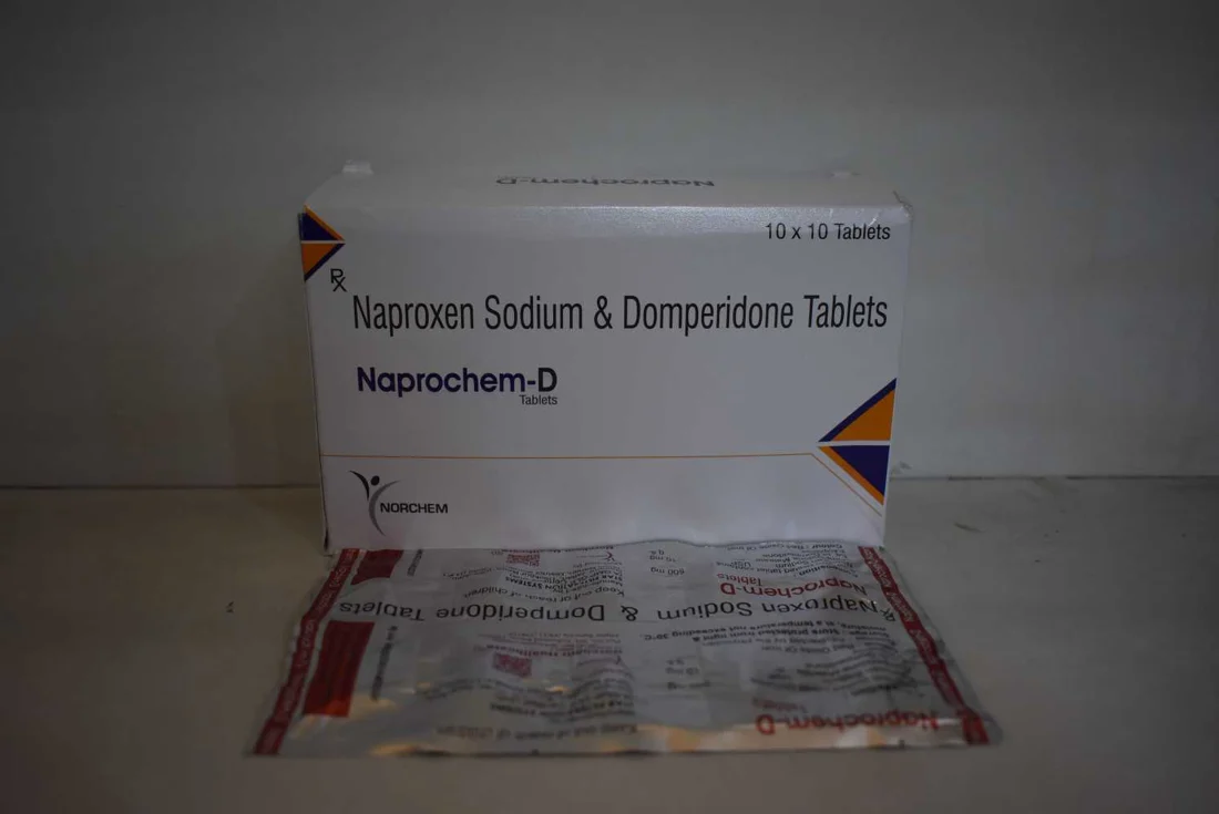 Naprochem-D TAB, Naproxen Sodium 500mg + Domperidone 10mg Tablet, manufactured by Norchem Healthcare