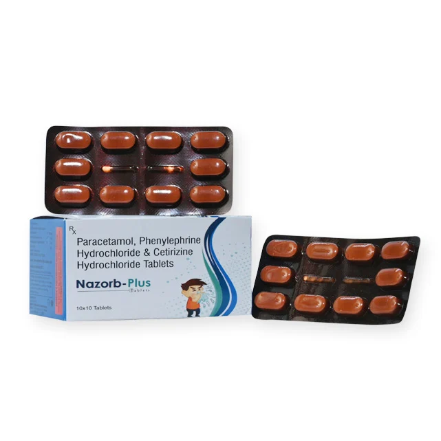 Nazorb-Plus, Paracetamol 500 + Phenylephrine 5mg + Cetirizine 5mg Tablet, manufactured by Norchem Healthcare