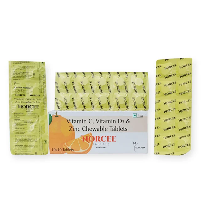 NORCEE, Vitamin C,Vitamin D3 & Zinc Chewable Tablet