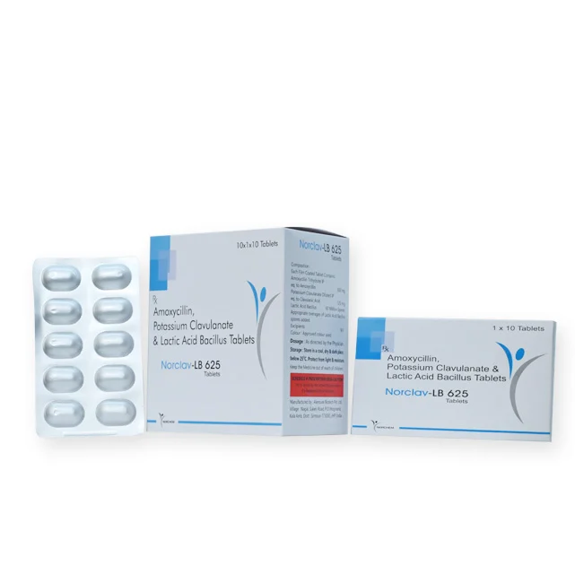 Norclav-625 LB, Amoxicilin 500mg + Potassium Clavulanate 125mg + Lactic Acid Bacillus Tablet, manufactured by Norchem Healthcare