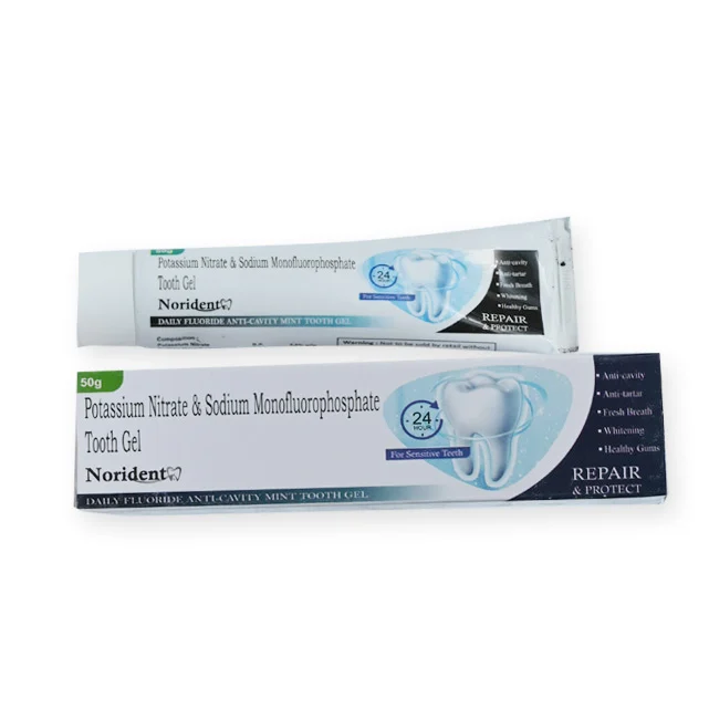 Norident Mouth Gel, Potassium Nitrate 5% + Sodium Monofluorophosphate + Fluoride Medicated Foaming Dental Gel, manufactured by Norchem Healthcare