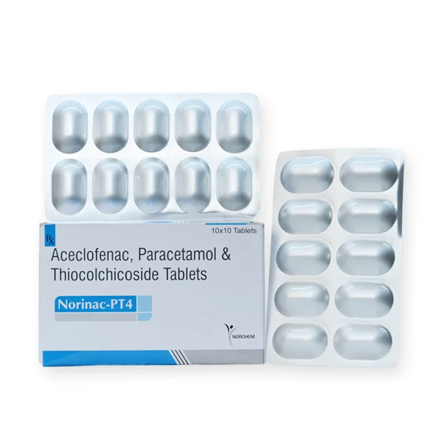 Norinac-PT4, Aceclofenac + Paracetamol + Thiocolchicoside Tablets, manufactured by Norchem Healthcare