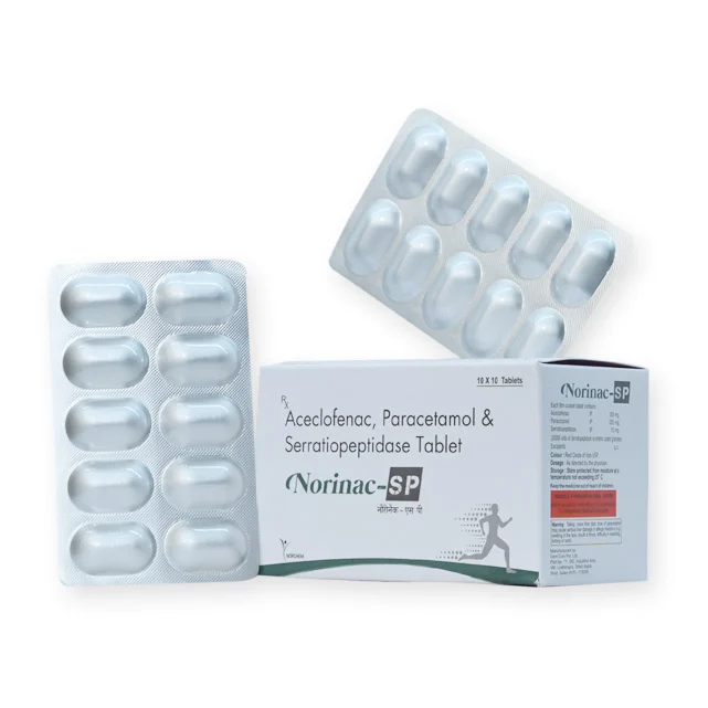 Norinac-SP, Aceclofenac 100mg + Paracetamol 325mg + Serratiopeptidase 15mg Tablet, manufactured by Norchem Healthcare