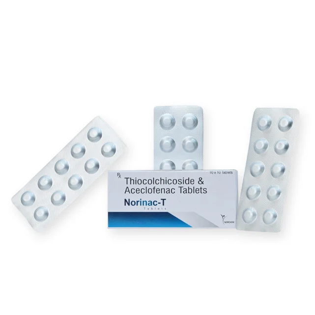 Norinac-T, Thiocolchicoside 4 mg + Aceclofenac 100mg tab, manufactured by Norchem Healthcare
