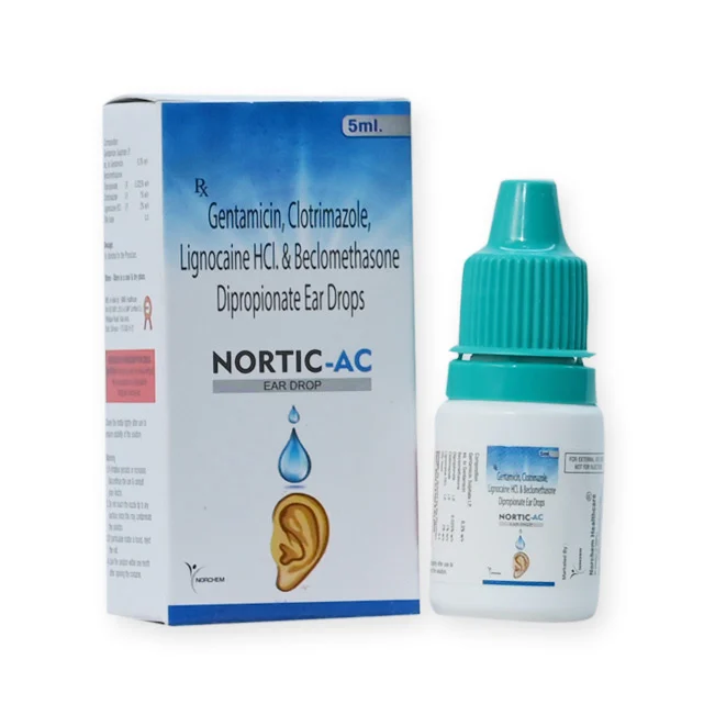 NORTIC-AC, Gentamycin + Beclomethasone + Clotrimazole + Lignocaine Ear Drop, manufactured by Norchem Healthcare