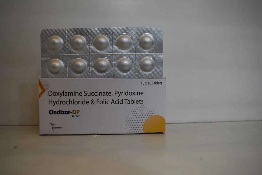 Ondizor-DP, Doxylamine 10MG + Pyridoxine 10MG + Folic Acid 2.5mg Tablet, manufactured by Norchem Healthcare