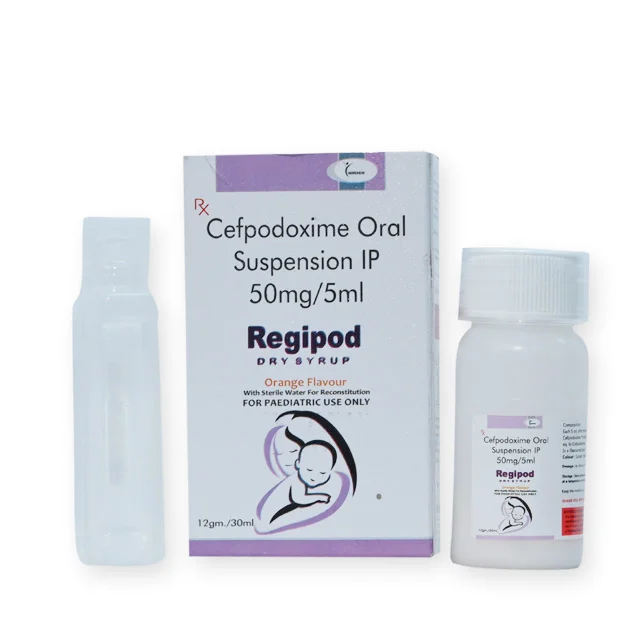 Regipod, Cefpodoxime 50mg/5ml Dry Syrup (with monocarton), manufactured by Norchem Healthcare