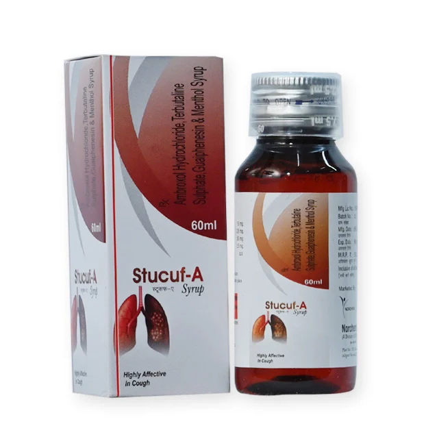Stucuf-A, Ambroxol 15mg +Terbutaline 1.25mg+Guaiphenesin50mg+Menthol 2.5mg Syrup