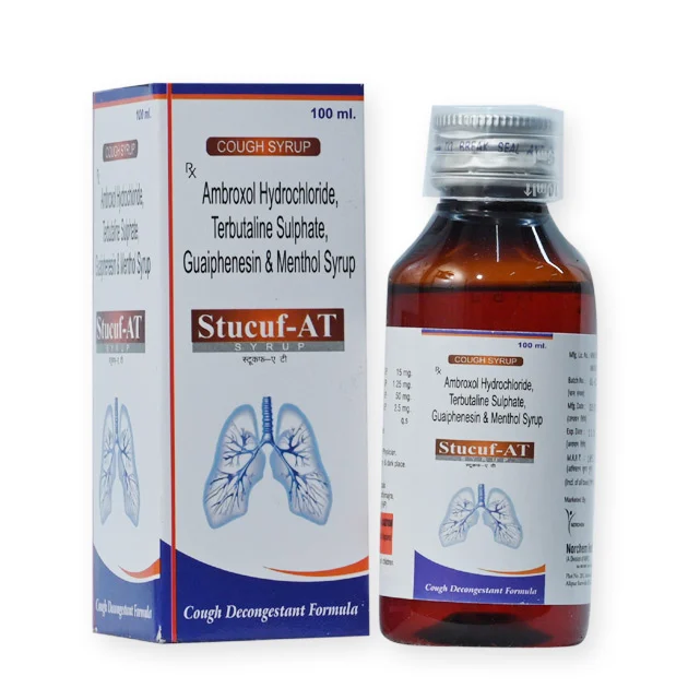 Stucuf-AT, Ambroxol 15mg +Terbutaline 1.25mg+Guaiphenesin50mg+Menthol 2.5mg Syrup (with monocarton)