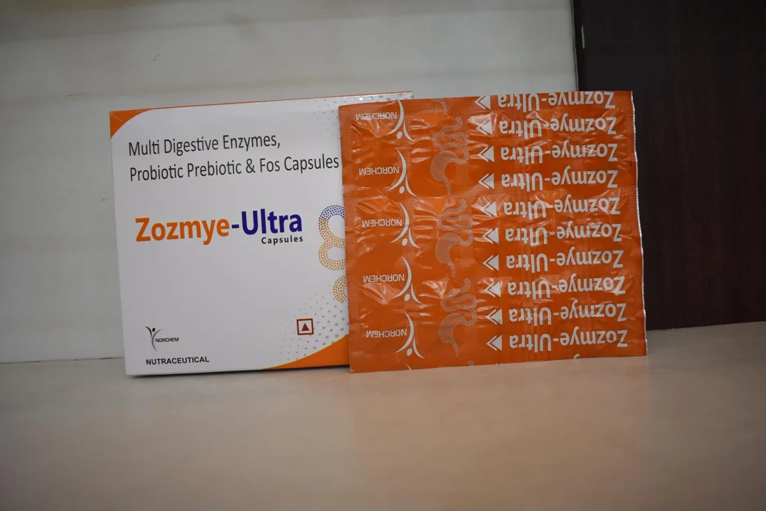 ZOZMYE-ULTRA, Multi Digestive Enzymes + Probiotic Prebiotic & Fos Capsules, manufactured by Norchem Healthcare